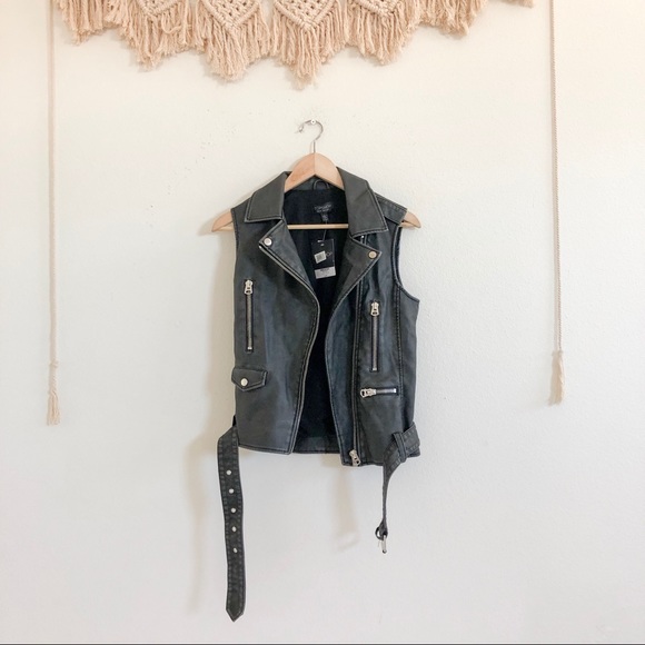 Topshop Jackets & Blazers - NWT Topshop Faux Leather Moto Vest